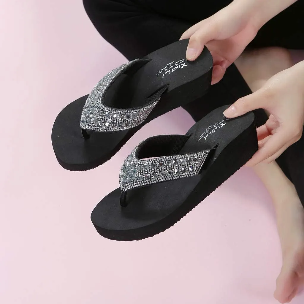 2025 Wedge Sandals for Women Summer Slip On Flip Flops Non-Slip Open Toe Thong Slipper Comfortable Vacation Shoes