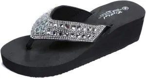 2025 Wedge Sandals for Women Summer Slip On Flip Flops Non-Slip Open Toe Thong Slipper Comfortable Vacation Shoes