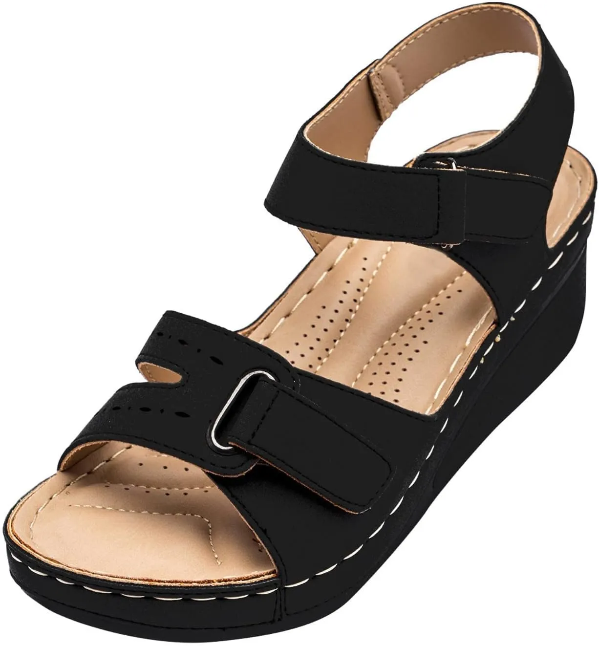 AMDBEL Summer Sandals for Women 2024 Trendy Womens Sandals Arch Support Orthotic Sandals Flip Flops Wedge Walking Slippers