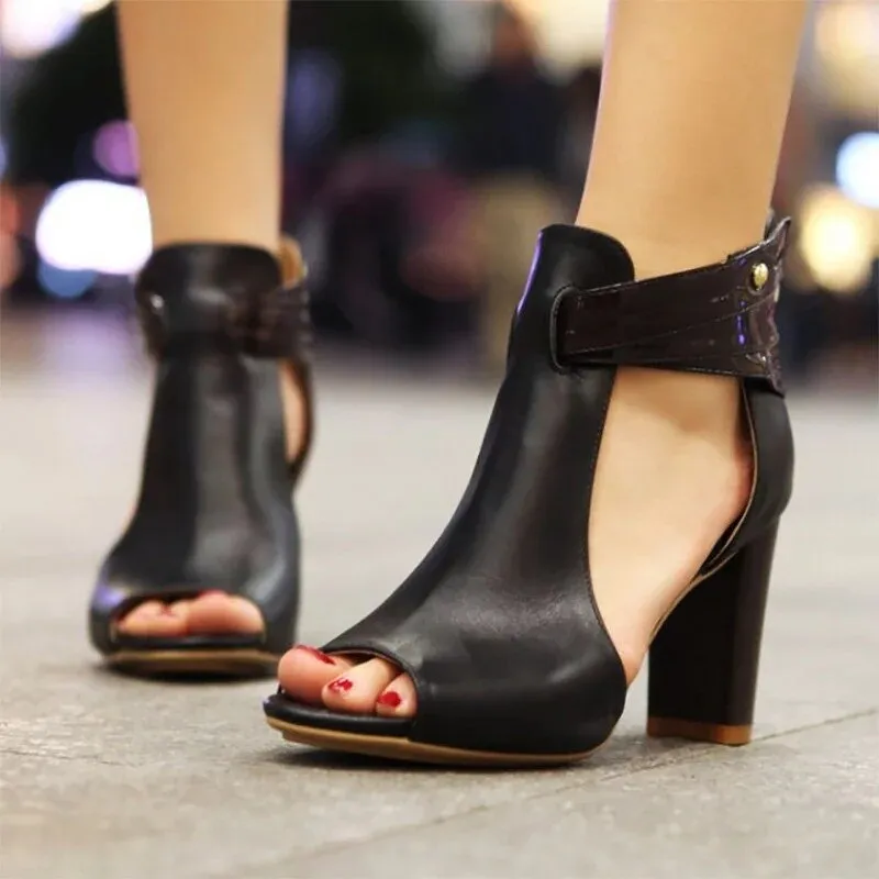 Amozae-Plus Size 34-43 2019 Spring Summer New Women Sandals High-heel Fashion   Fish Mouth Basic Shoes Woman Ladies Sandals E239