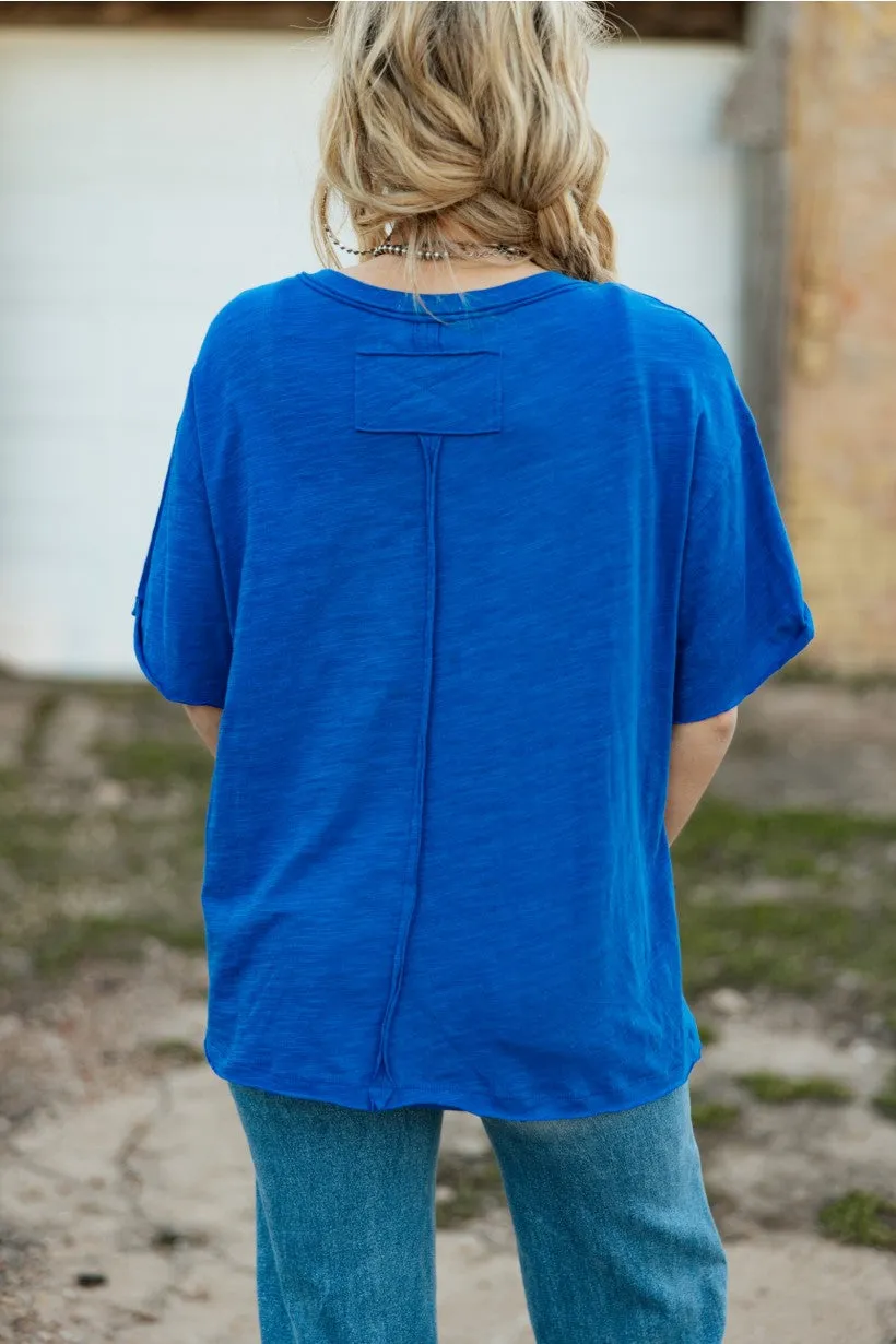 Andree by Morgan Nicole Royal Blue Cotton Short Sleeve Tee
