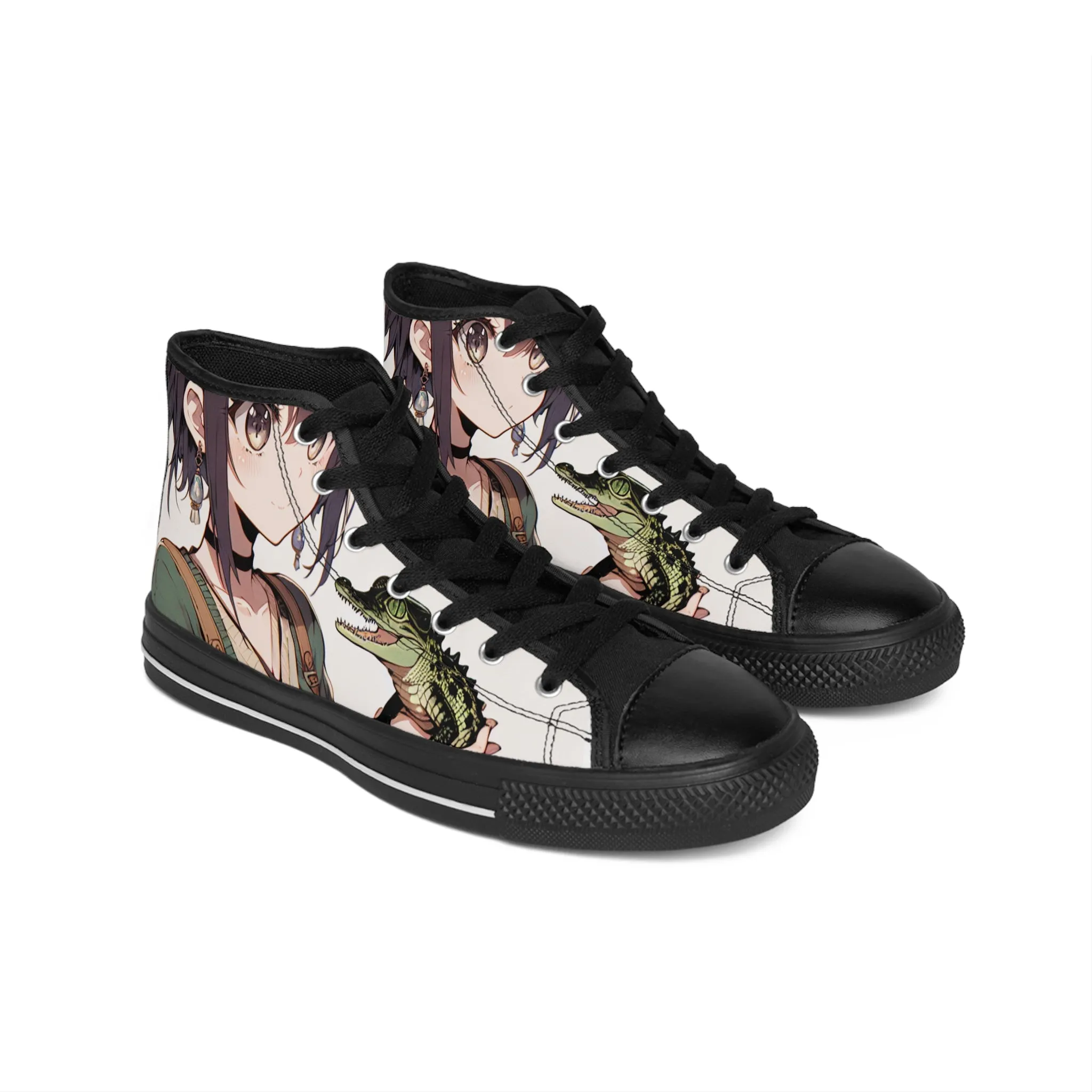 Anime Girl with Crocodile Women's Classic Sneakers
