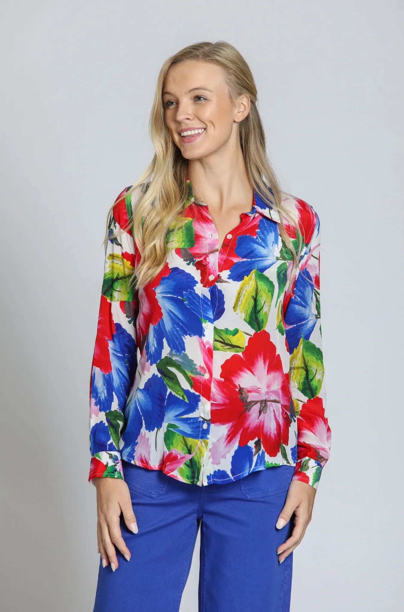 APNY Red Multi Button-Up With Roll-Up Sleeve