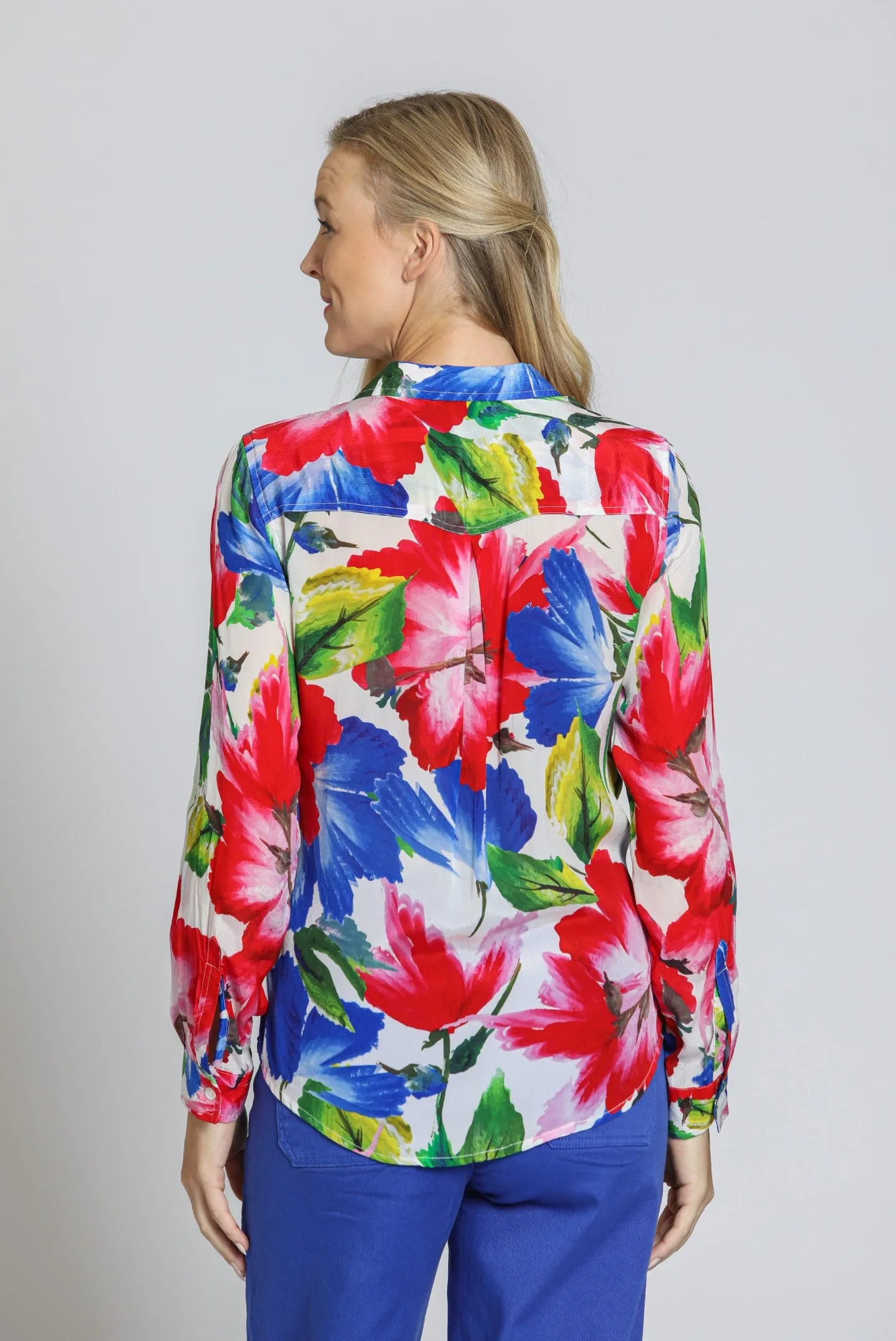 APNY Red Multi Button-Up With Roll-Up Sleeve