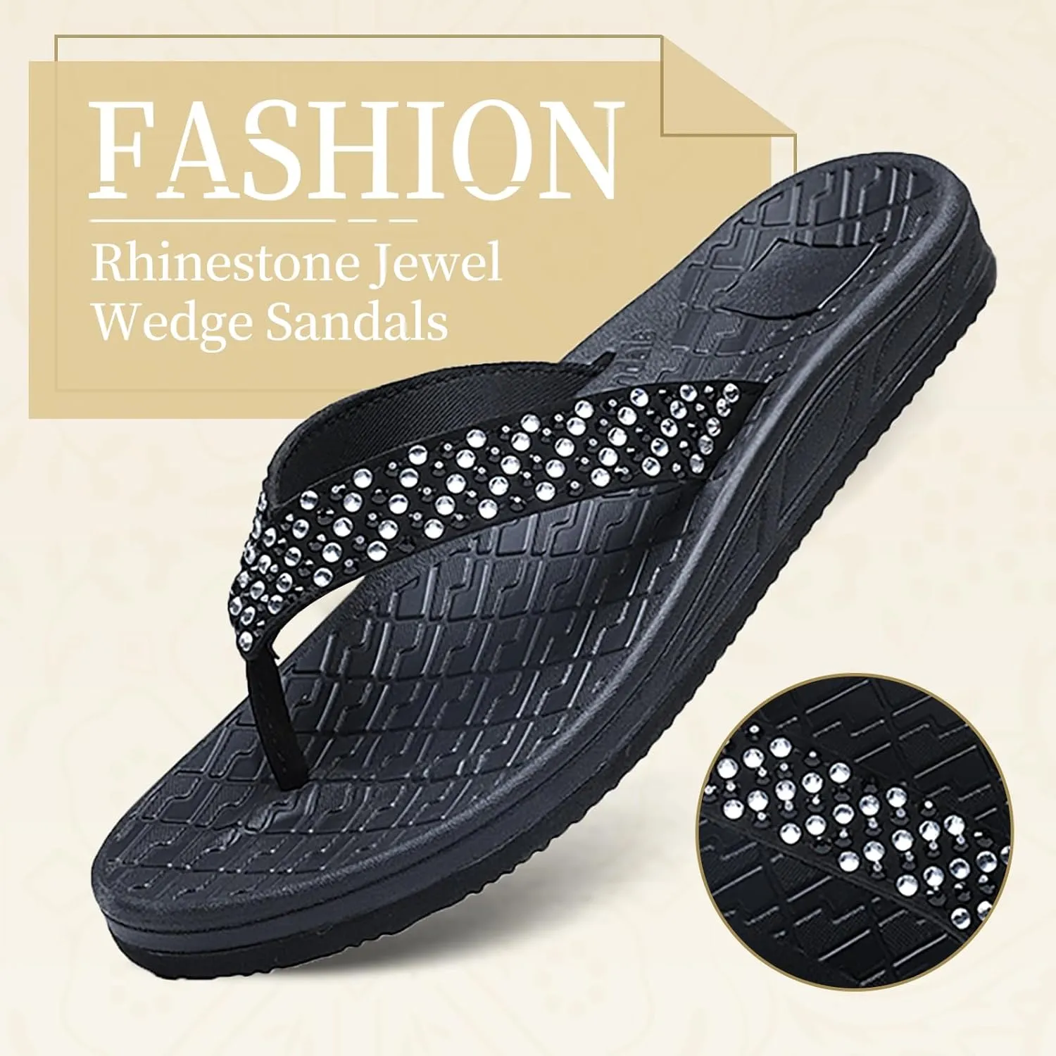 Arch Support Flip Flops for Women Rhinestone Comfor Walking Thong Womens Sandals Orthotic Rubber Soles Summer Beach Flip Flop Slippers Slip On Indoor Outdoor