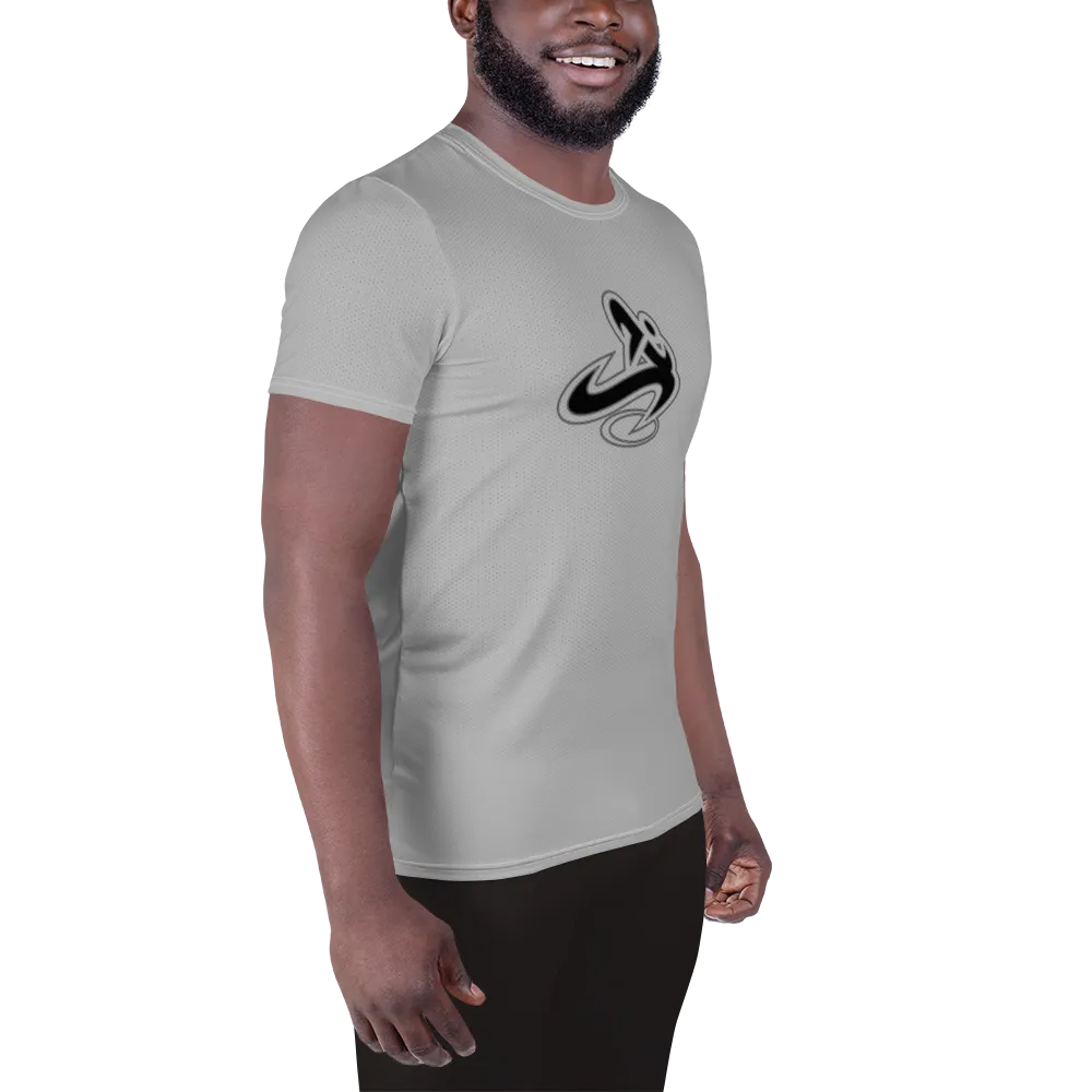 Athletic Apparatus Grey 2 Black logo White Stitch Men's Athletic T-shirt