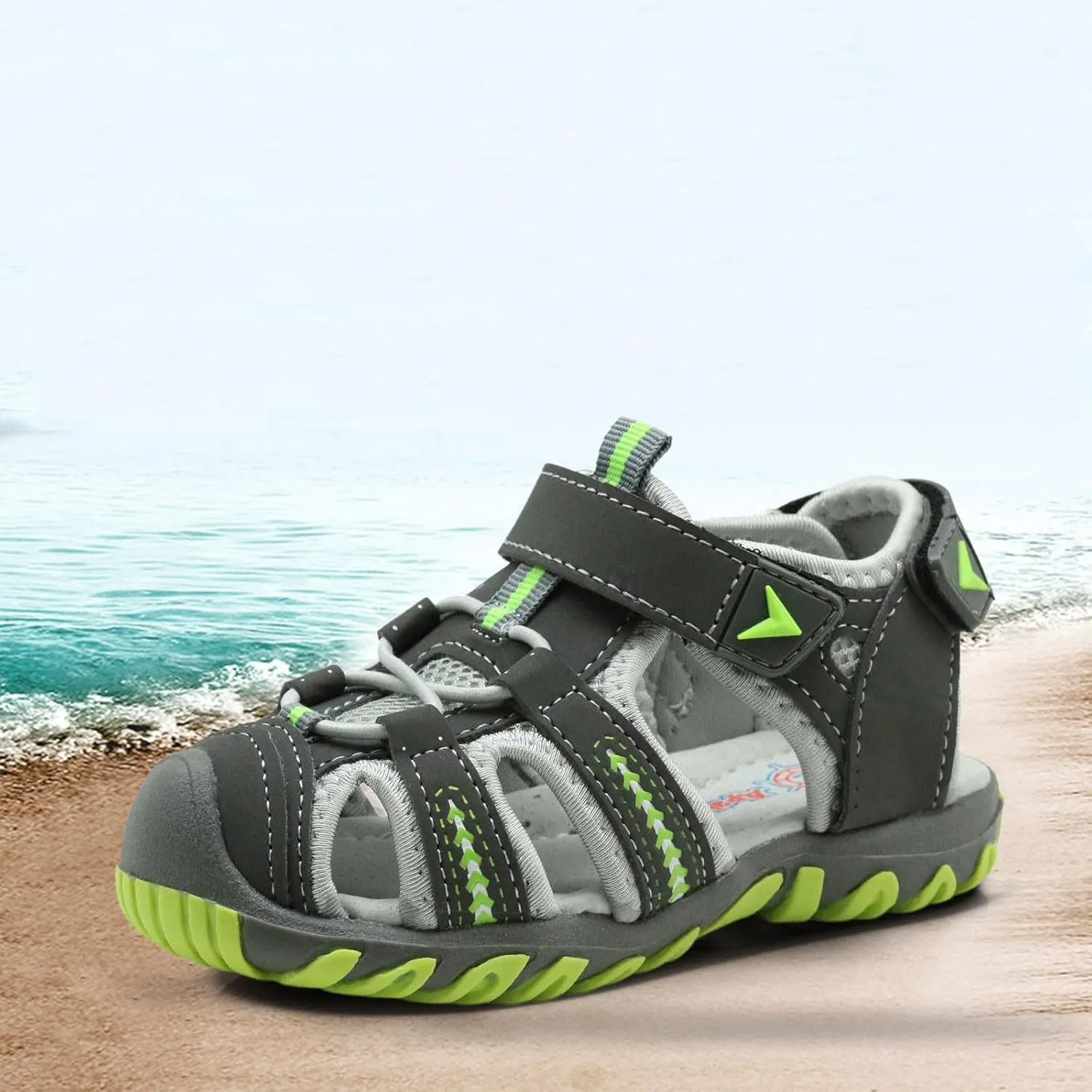 Baby Boy Squeaky Sandals Rubber Sole Closed-Toe Non-Slip Sandals Toddler Soft Sport Walking Shoes Tween Beach Shoes