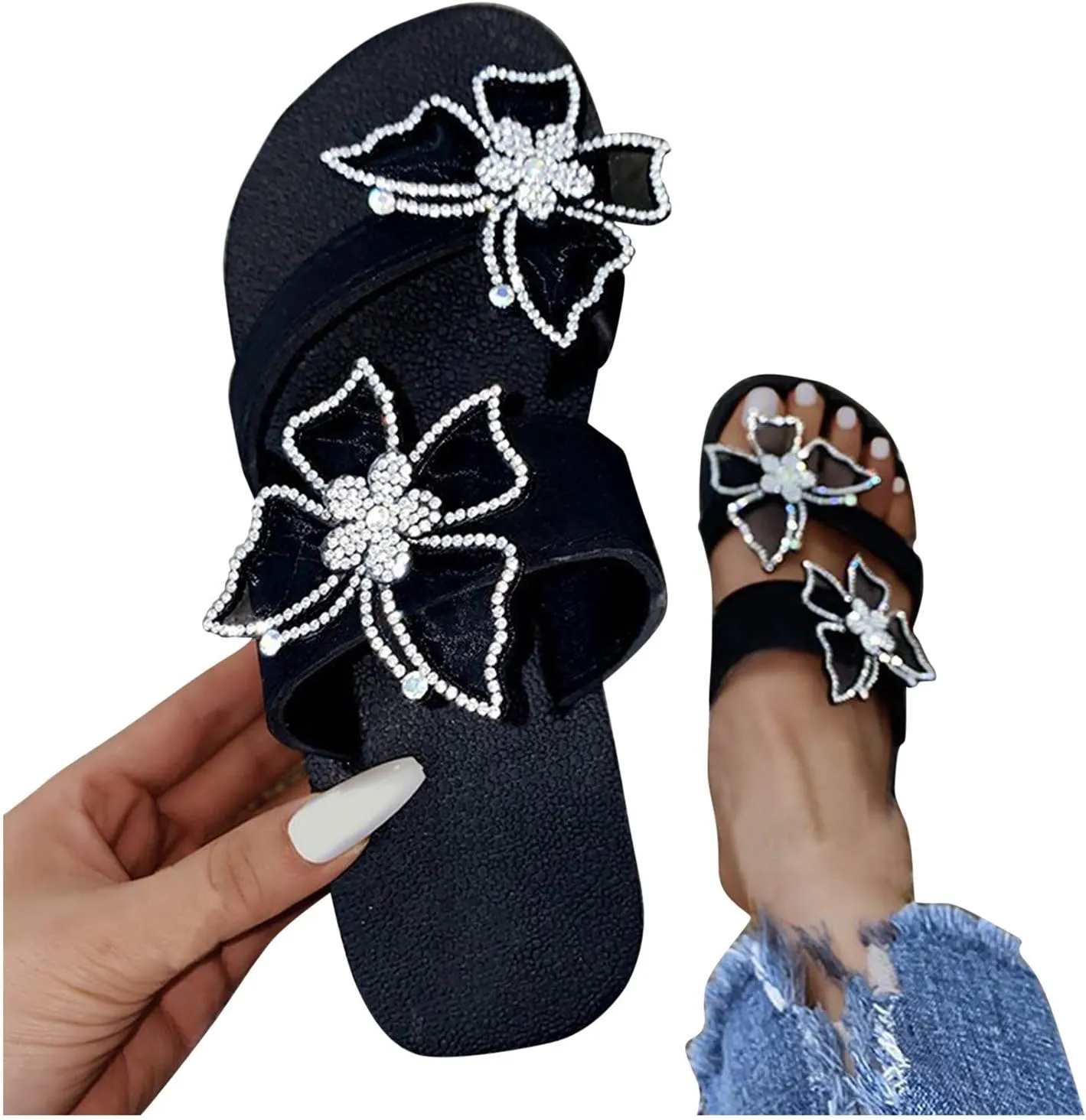 Beach Flip Flops Women Orthopedic Sandals for Women Comfortable Beach Sandals Slip on Thong Flat Sandals