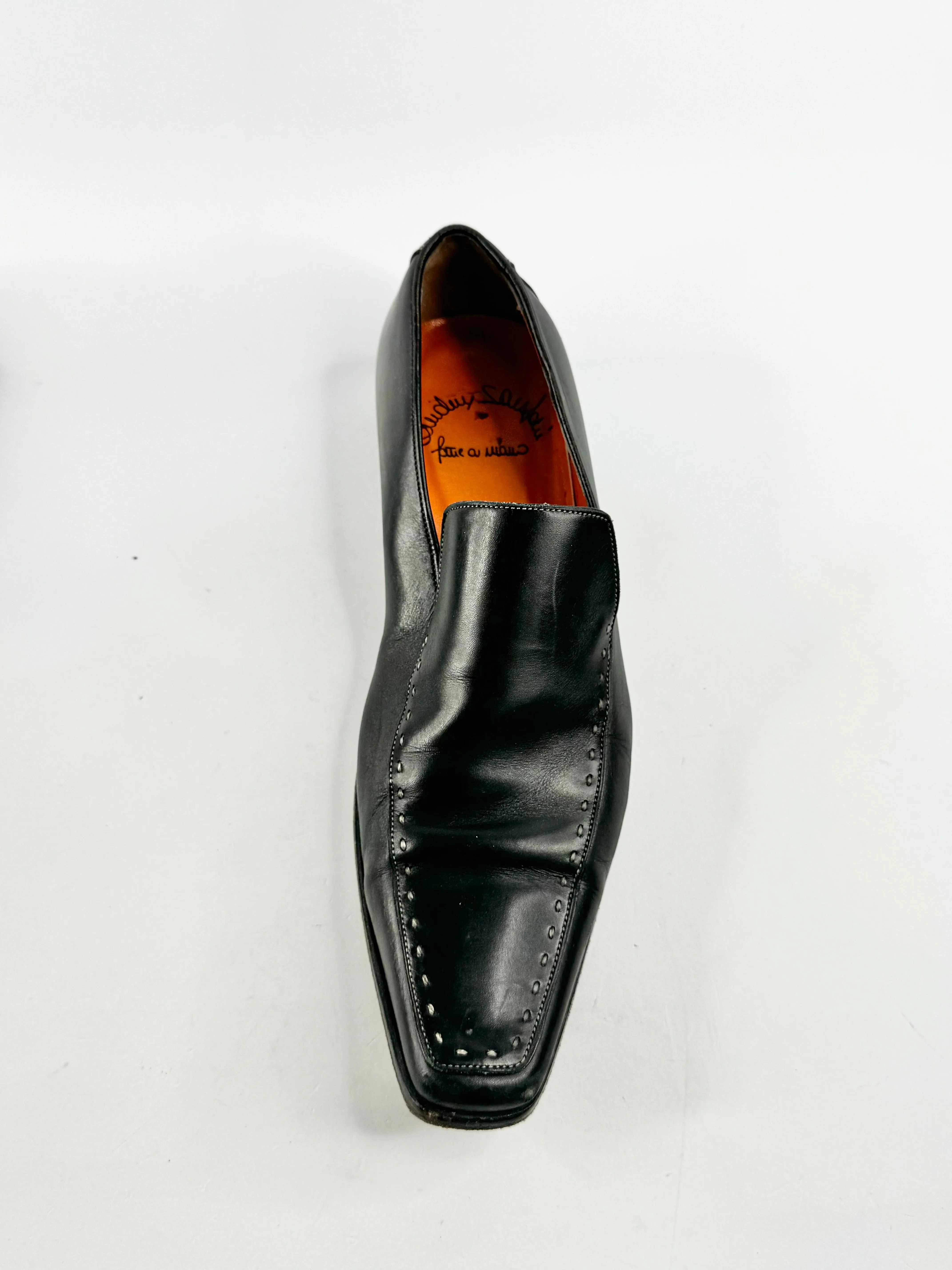 Black Elongated Grey Stitch Loafers - 8