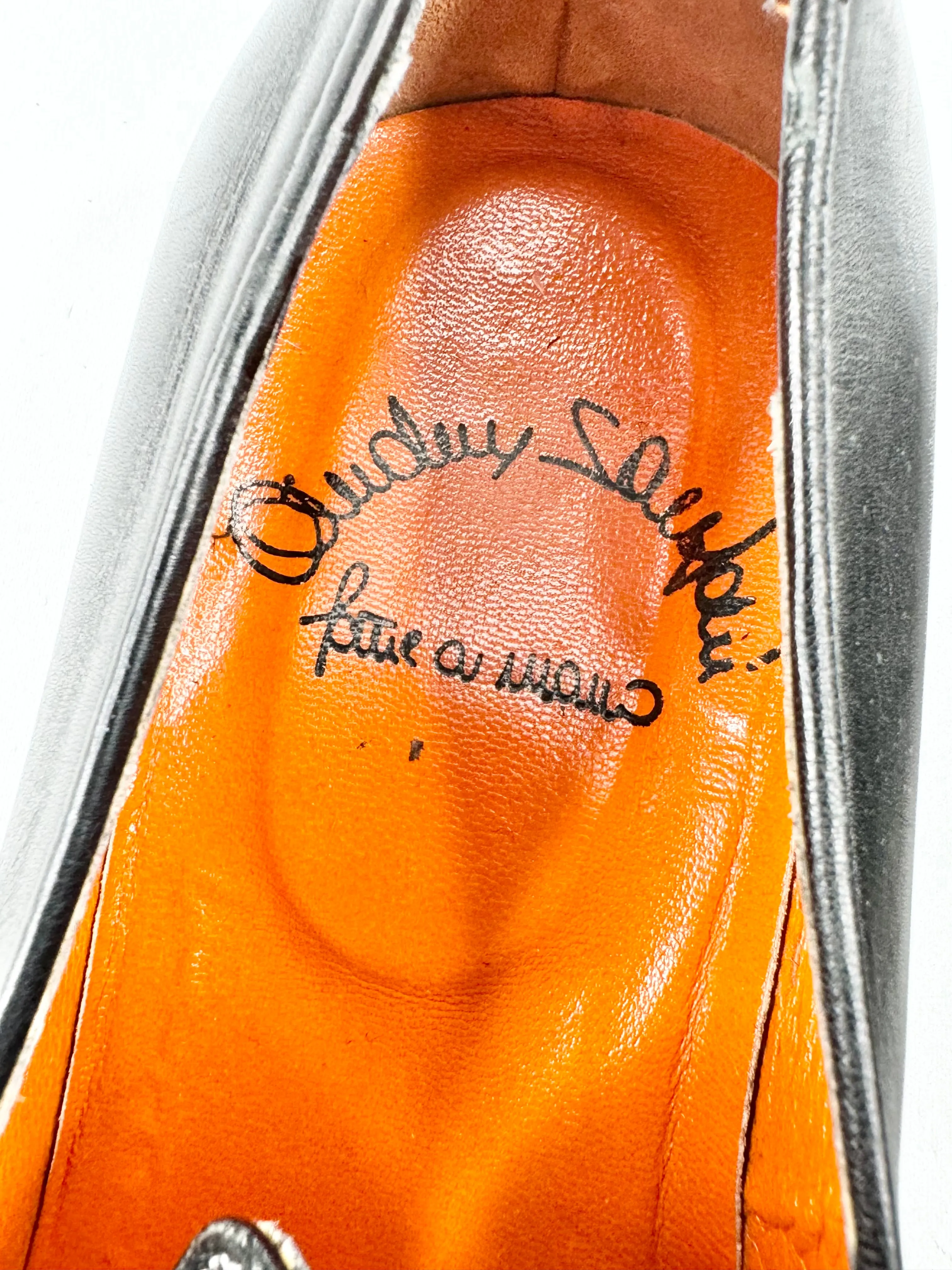 Black Elongated Grey Stitch Loafers - 8
