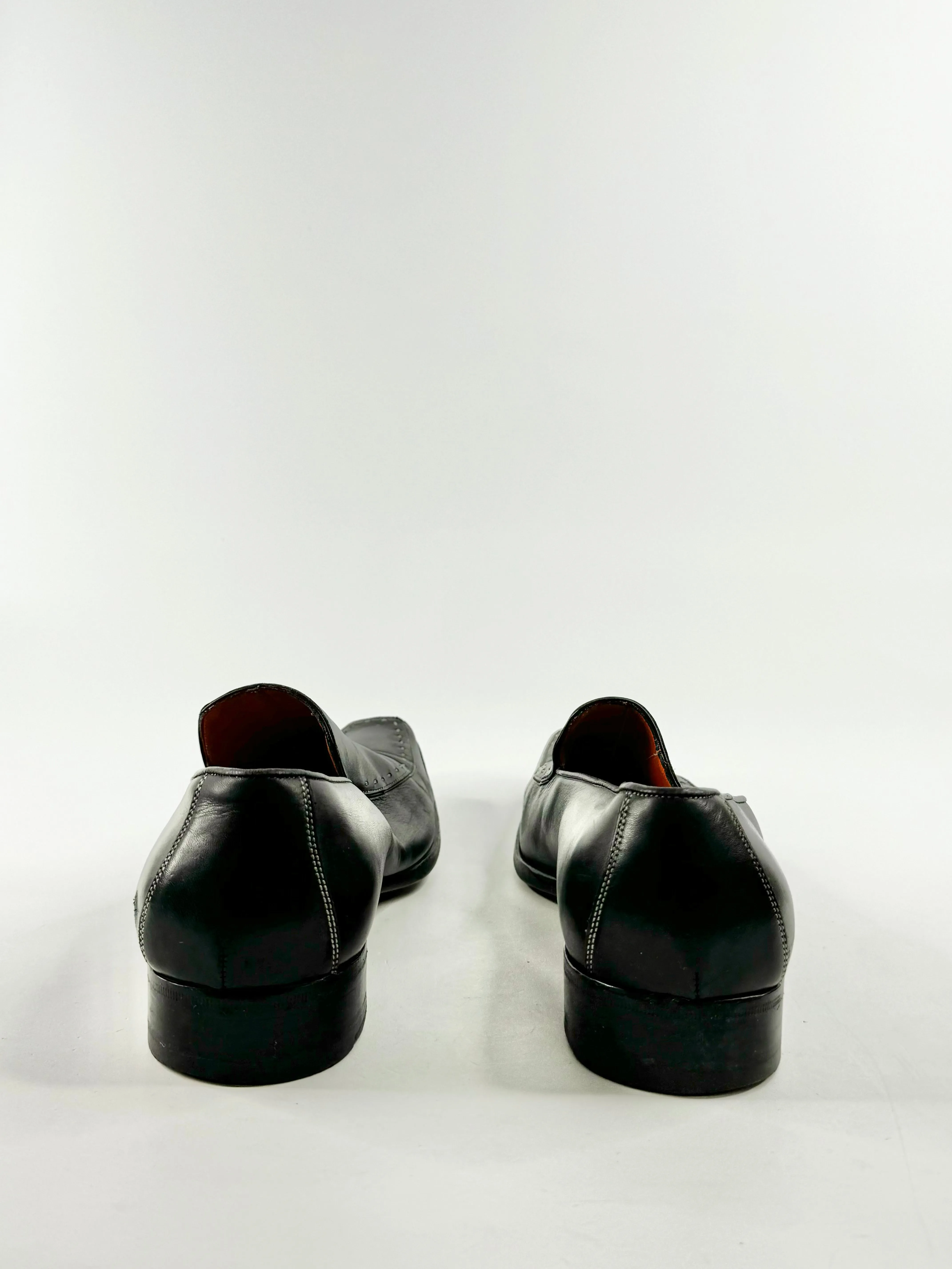 Black Elongated Grey Stitch Loafers - 8