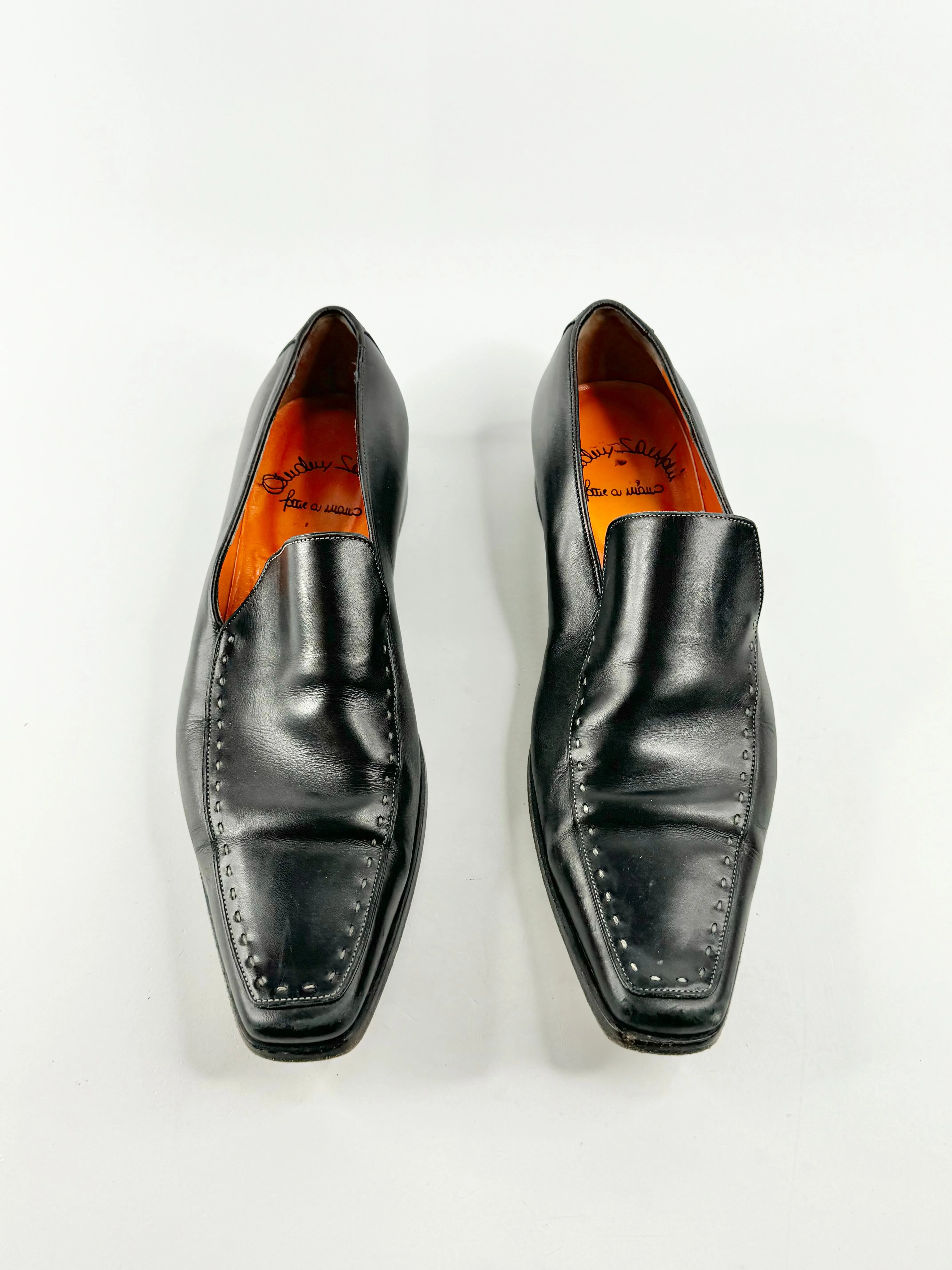 Black Elongated Grey Stitch Loafers - 8