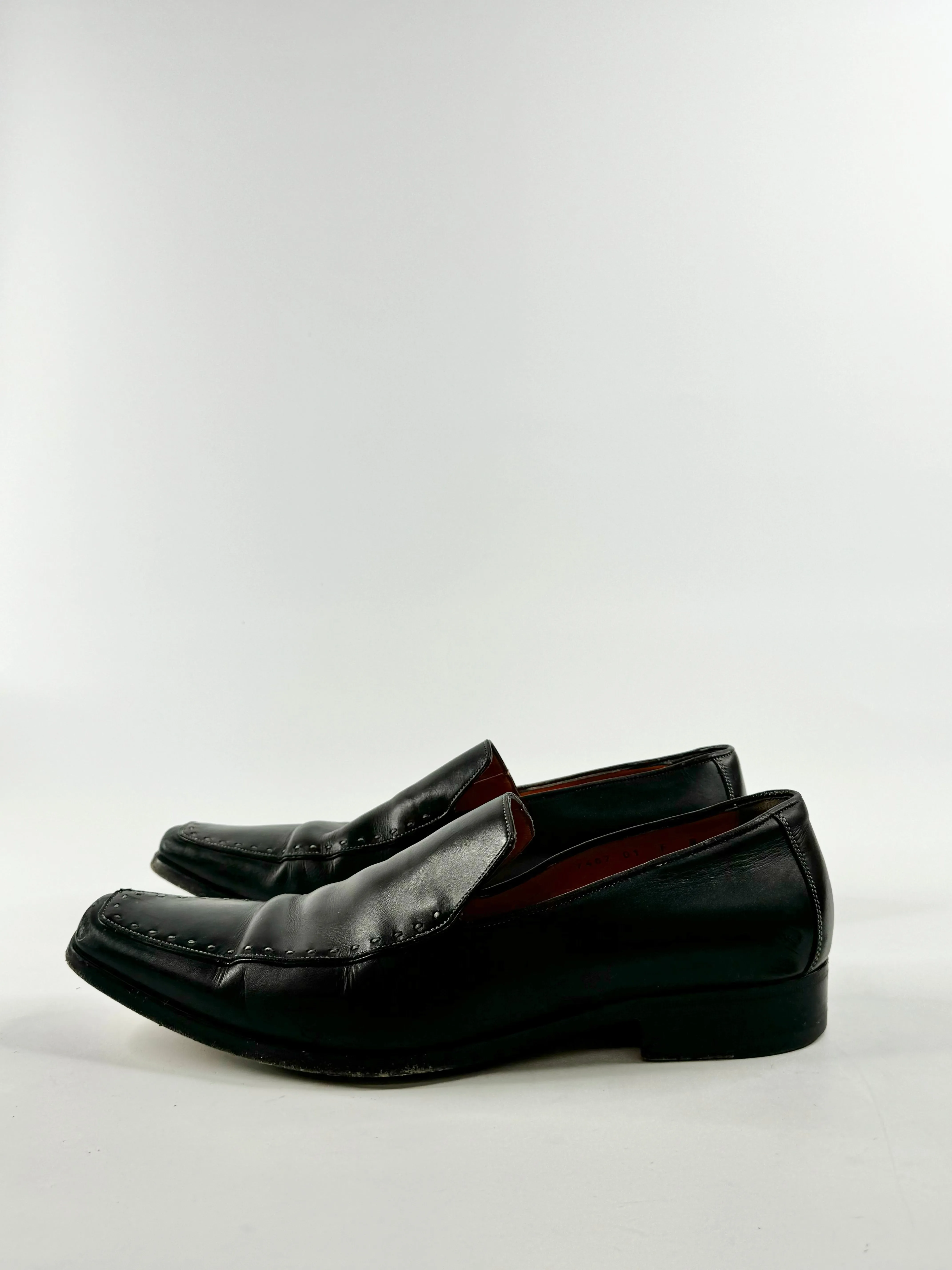 Black Elongated Grey Stitch Loafers - 8