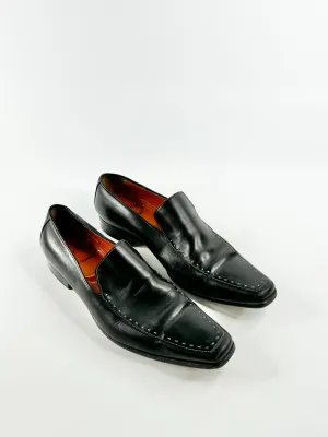 Black Elongated Grey Stitch Loafers - 8