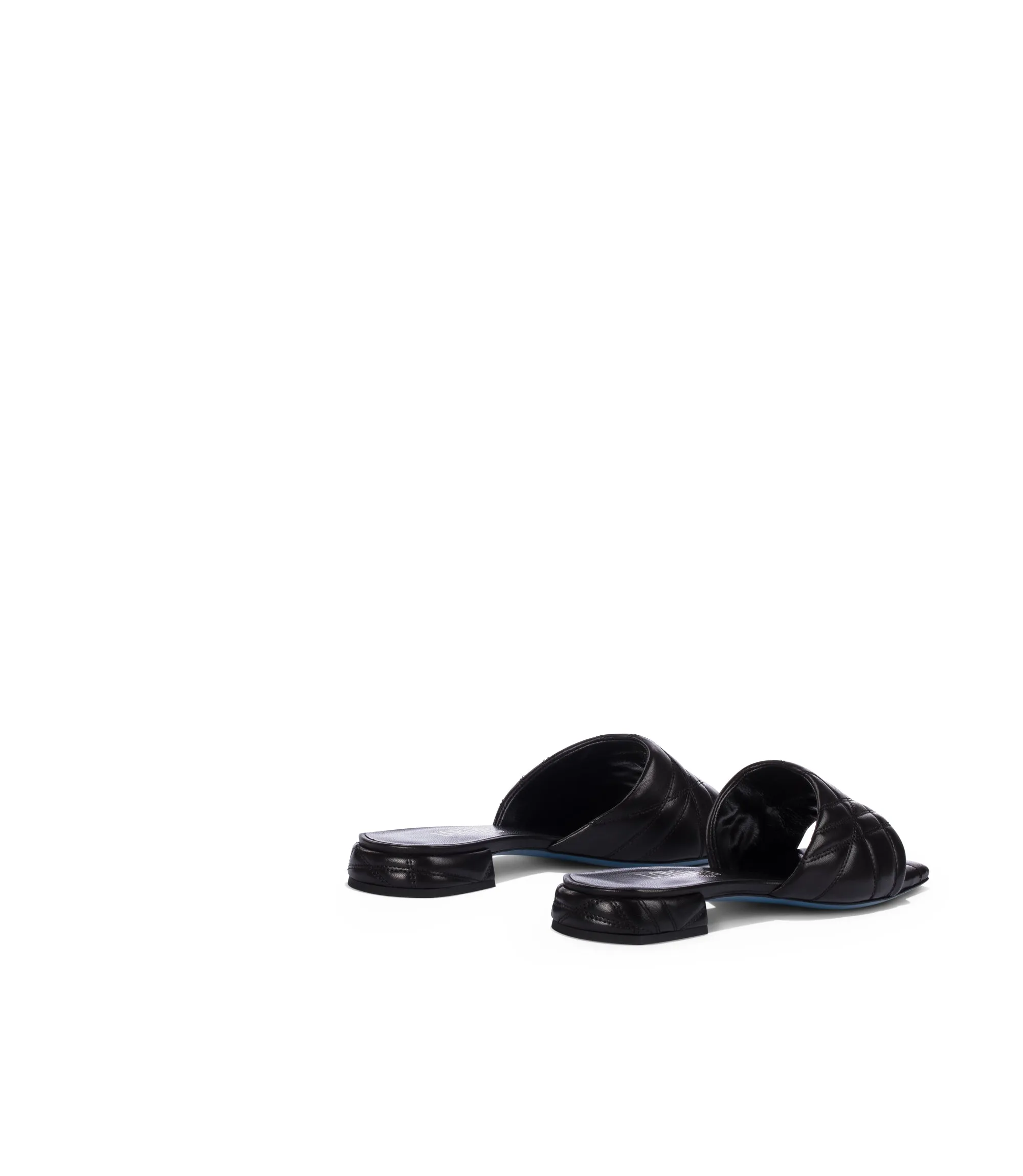 Black quilted nappa leather flat sandals