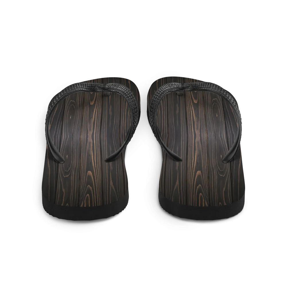 Black Wood Flip-Flops