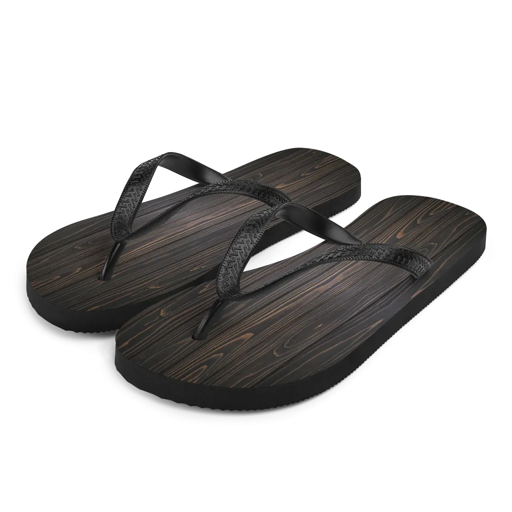 Black Wood Flip-Flops