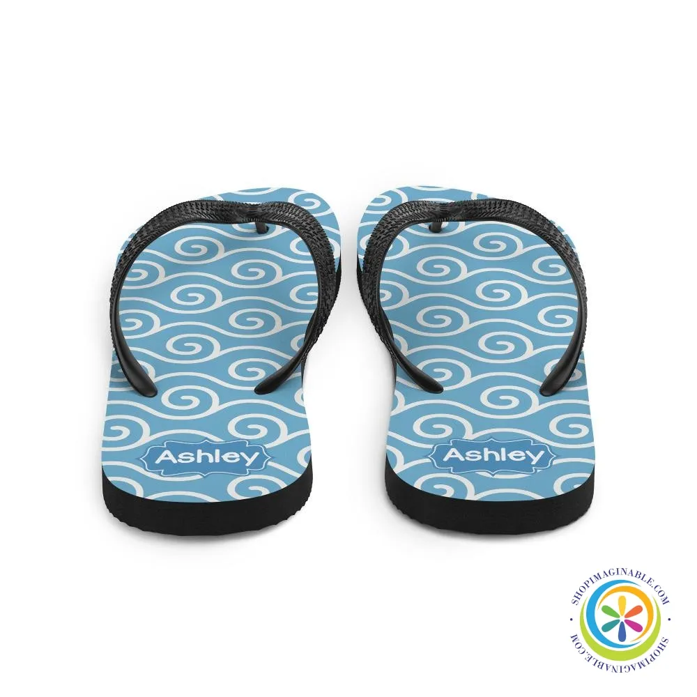 Blue Wave Personalized Flip-Flops