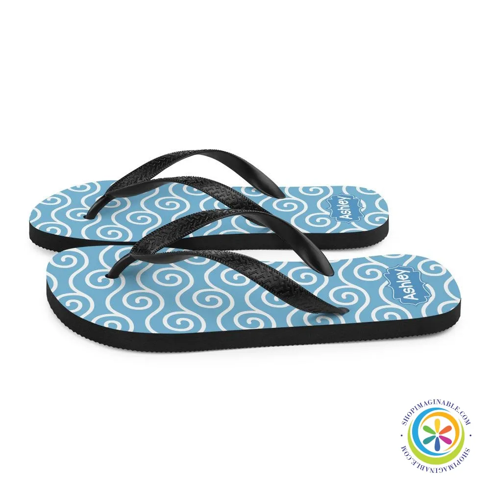 Blue Wave Personalized Flip-Flops