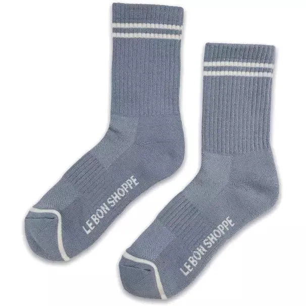 Boyfriend Socks: Blue Grey