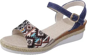 Breathable Open Toe Sandals for Women Non Slip Bohemian Wedge Sandal Orthopedic Sandals with Arch Support