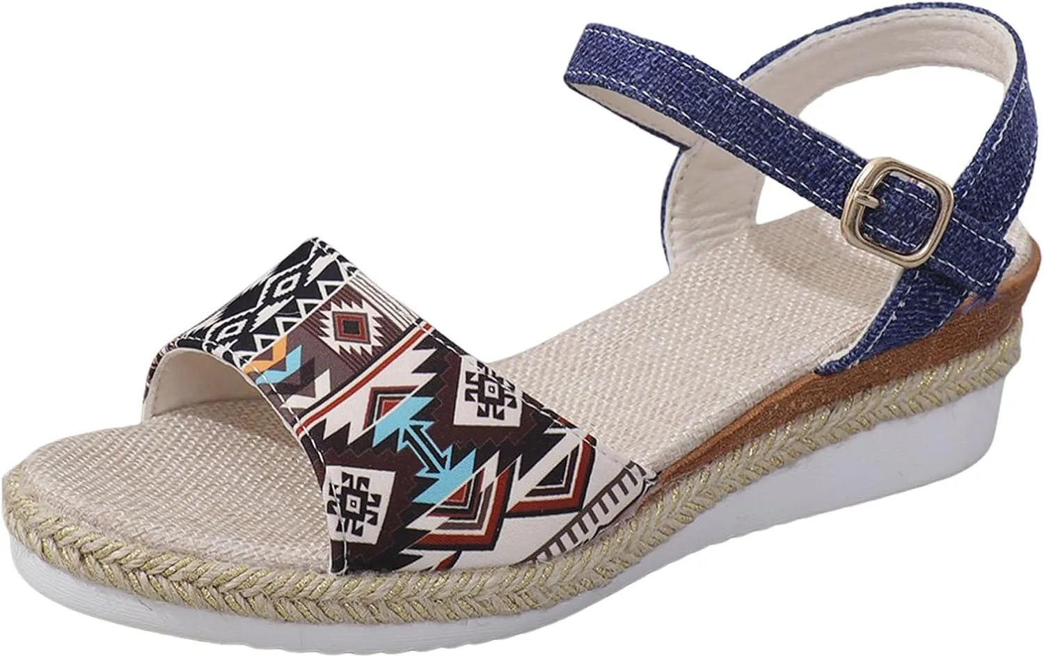 Breathable Open Toe Sandals for Women Non Slip Bohemian Wedge Sandal Orthopedic Sandals with Arch Support