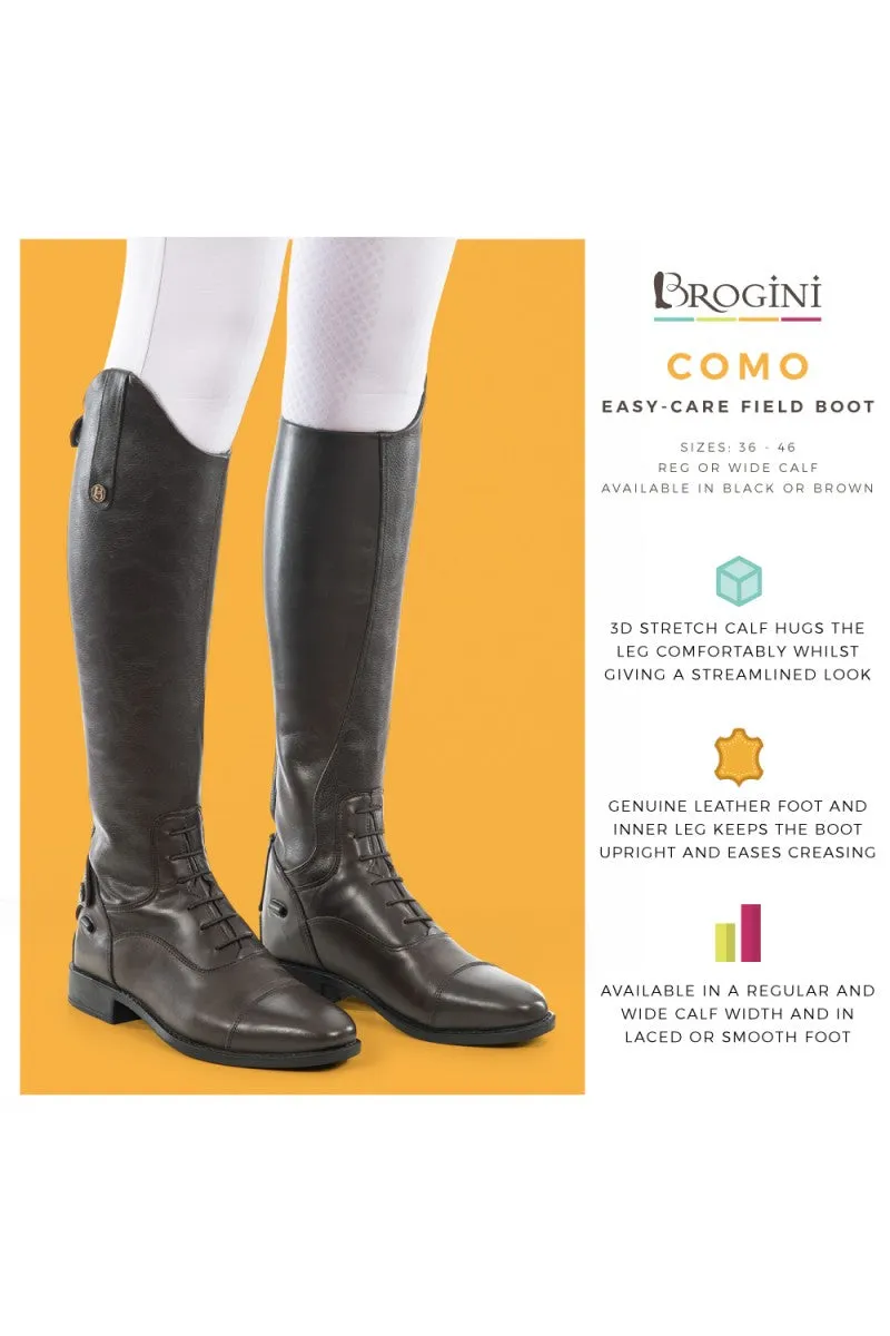 Brogini Como Long Laced Leather Riding Boots (Black)