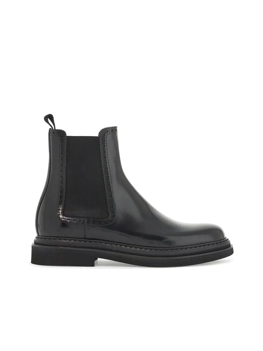 Brushed Leather Chelsea Ankle Boots