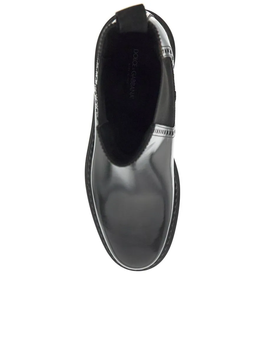 Brushed Leather Chelsea Ankle Boots