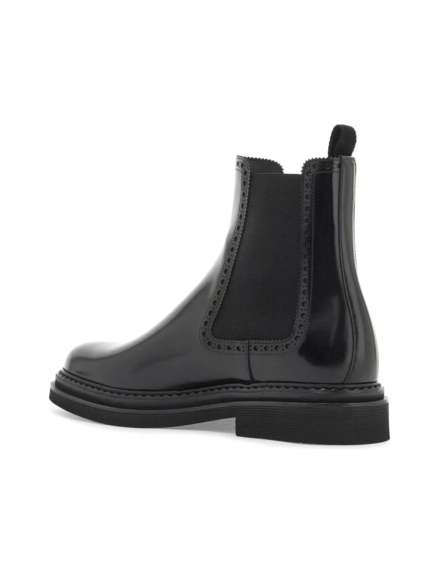 Brushed Leather Chelsea Ankle Boots