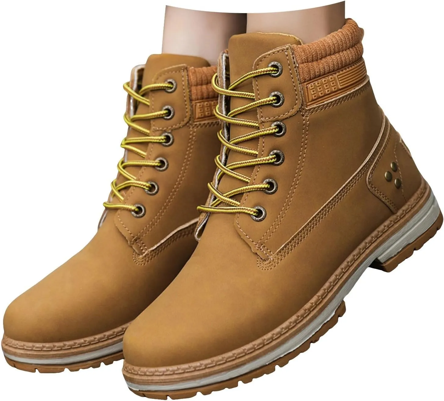 Cathalem Women's Combat Boots, Women's Work Waterproof Hiking Combat Boots Lace up Low Heel Booties Ankle Boots