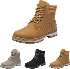 Cathalem Women's Combat Boots, Women's Work Waterproof Hiking Combat Boots Lace up Low Heel Booties Ankle Boots