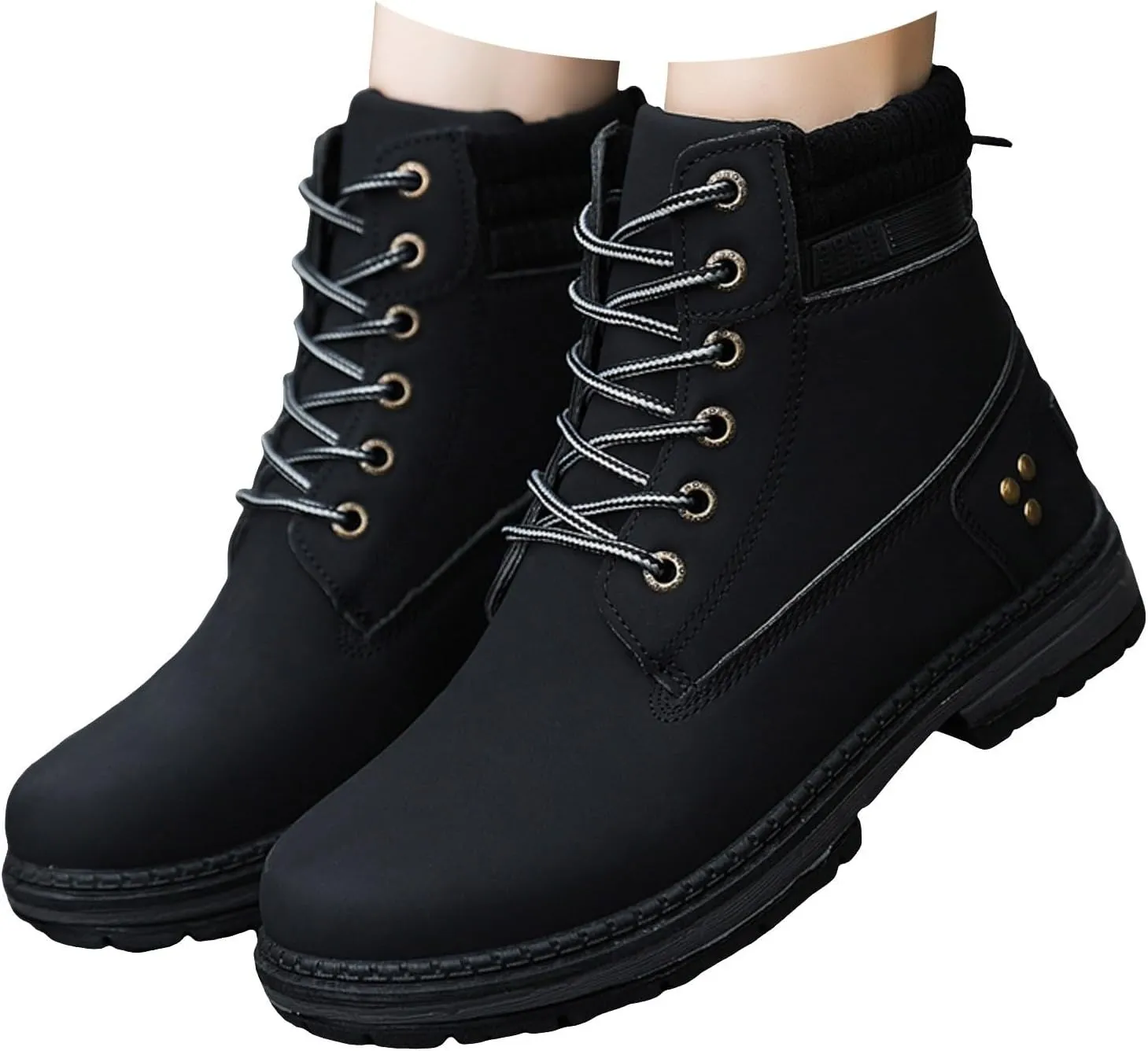Cathalem Women's Combat Boots, Women's Work Waterproof Hiking Combat Boots Lace up Low Heel Booties Ankle Boots