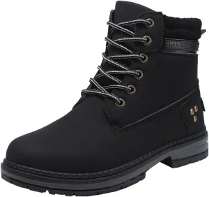 Cathalem Women's Combat Boots, Women's Work Waterproof Hiking Combat Boots Lace up Low Heel Booties Ankle Boots