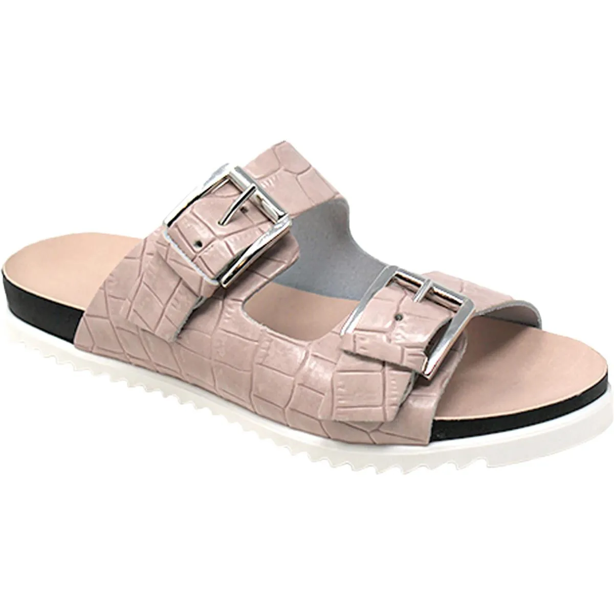 Charles David Lonnie Women's Faux Leather Crocodile Embossed Footbed Sandals