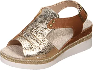 Dheva-C Orthopedic Platform Wedge Sandals for Women Summer Dressy 2023 Flat Open Toe Ankle Strap Espadrilles Sandals Casual Strappy Slip on Sandals Beach Boho Sandals Comfortable Outdoor Shoes