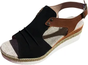 Dheva-C Orthopedic Platform Wedge Sandals for Women Summer Dressy 2023 Flat Open Toe Ankle Strap Espadrilles Sandals Casual Strappy Slip on Sandals Beach Boho Sandals Comfortable Outdoor Shoes
