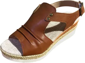 Dheva-C Orthopedic Platform Wedge Sandals for Women Summer Dressy 2023 Flat Open Toe Ankle Strap Espadrilles Sandals Casual Strappy Slip on Sandals Beach Boho Sandals Comfortable Outdoor Shoes
