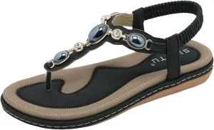 Dheva-C Orthopedic Sandals Women Flat Dressy Sandal Summer Comfortable Slip-on Casual Beach Shoes Dress Bohemian Ankle Elastic Flat Sandals Dressy Summer