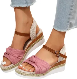 Dheva-C Orthopedic Wedge Sandals for Women Summer Dressy 2024 Open Toe Ankle Strap Platform Slip on Sandals Casual Strappy Low Wedges Sandals Beach Sandals Dress Shoes Comfortable Outdoor Shoes
