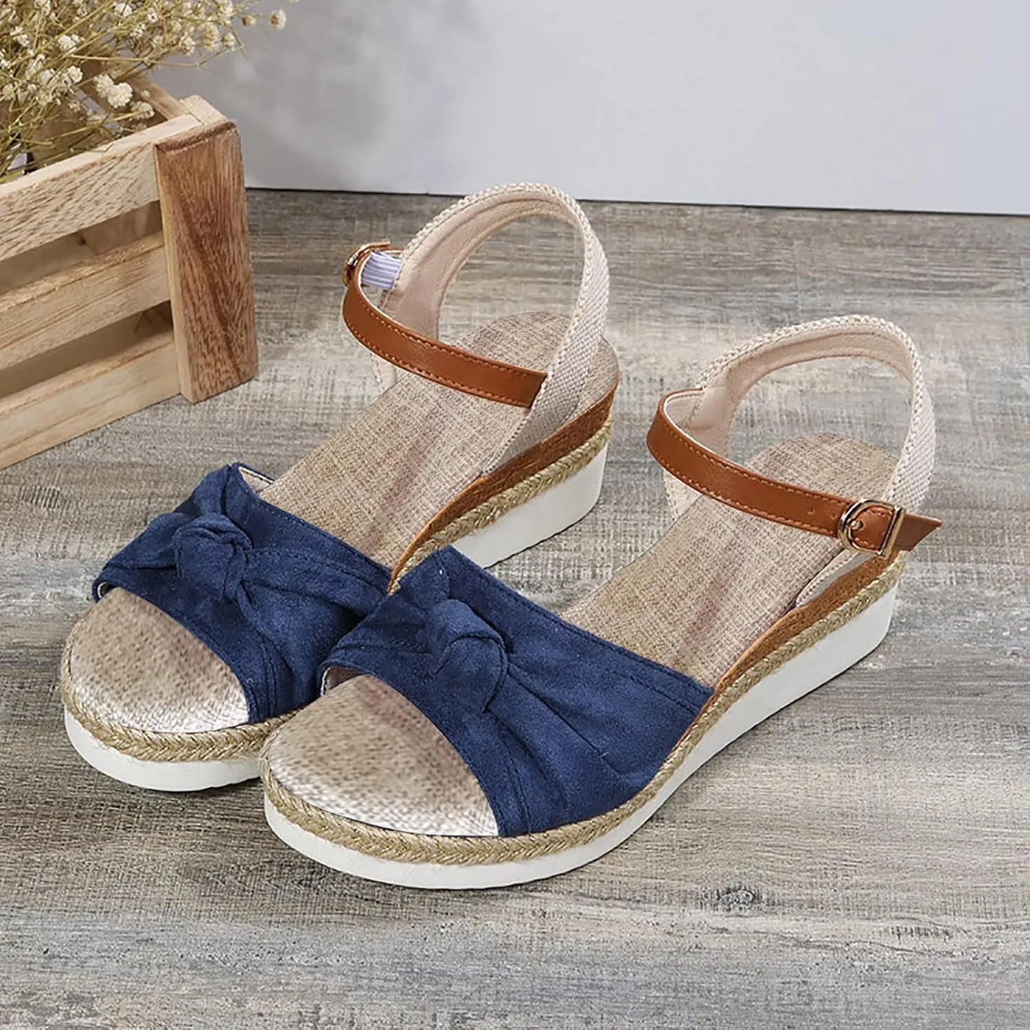 Dheva-C Orthopedic Wedge Sandals for Women Summer Dressy 2024 Open Toe Ankle Strap Platform Slip on Sandals Casual Strappy Low Wedges Sandals Beach Sandals Dress Shoes Comfortable Outdoor Shoes