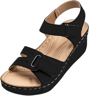 Dheva-C Orthopedic Wedge Sandals for Women Summer Dressy 2024 Open Toe Ankle Strap Platform Slip on Sandals Casual Strappy Low Wedges Sandals Beach Sandals Dress Shoes Comfortable Outdoor Shoes