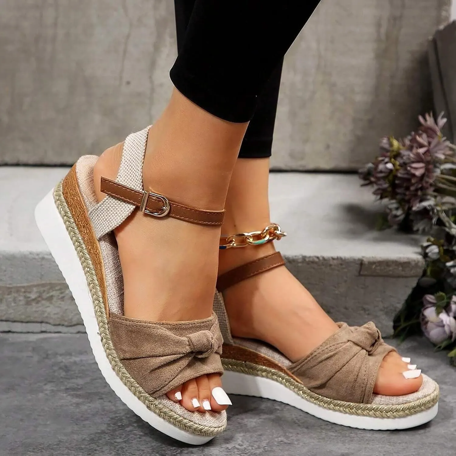 Dheva-C Orthopedic Wedge Sandals for Women Summer Dressy 2024 Open Toe Ankle Strap Platform Slip on Sandals Casual Strappy Low Wedges Sandals Beach Sandals Dress Shoes Comfortable Outdoor Shoes