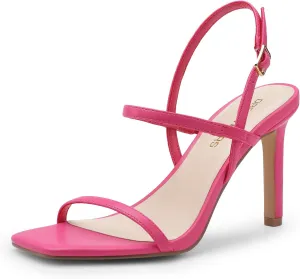 DREAM PAIRS Women??s Slingback Heels High Stilettos Open Square Toe Ankle Strap Pumps Sexy Comfort Strappy Dress Shoes Wedding Bridal Heeled Sandals