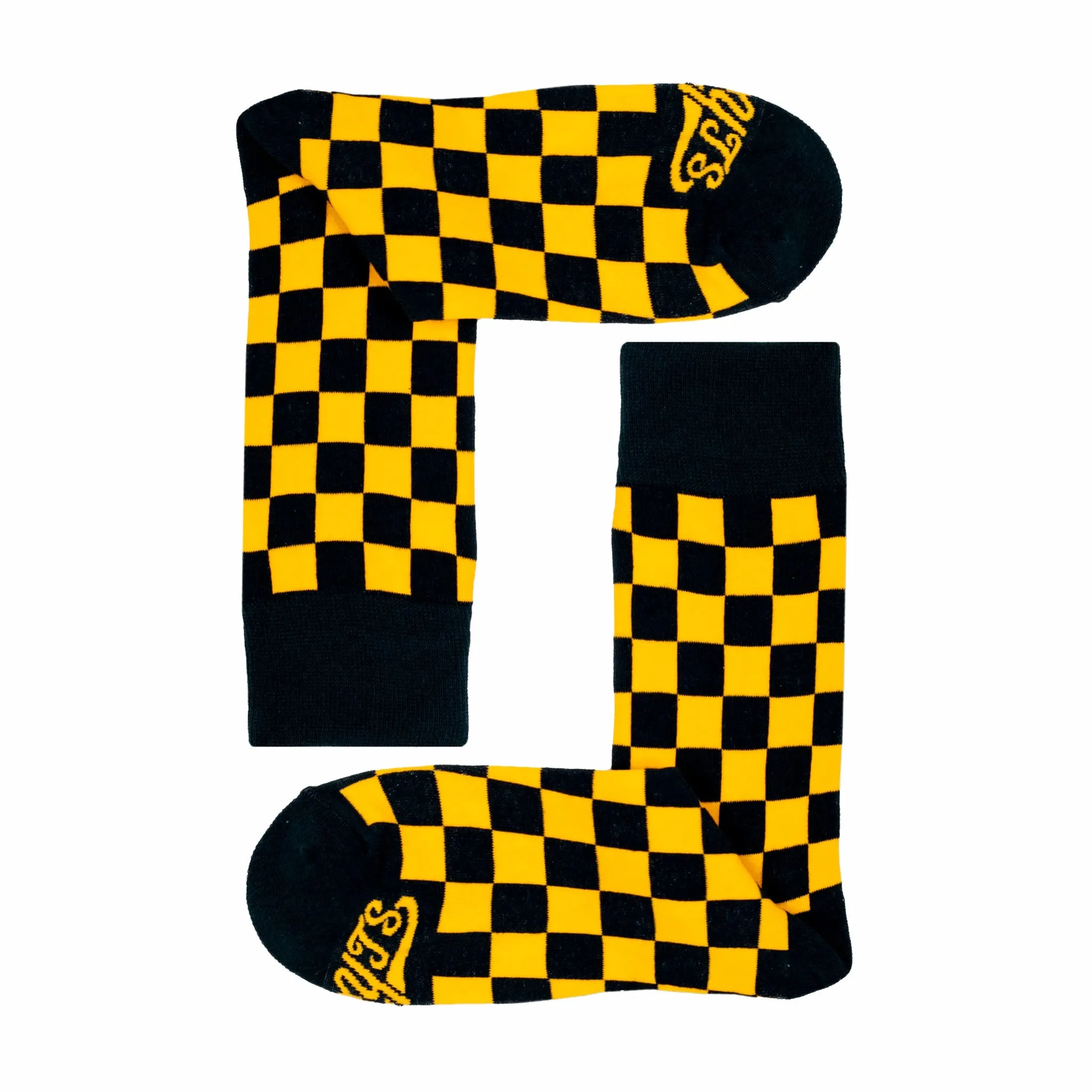 Dude. Your Team Socks. Checkered Socks (Black/Yellow)