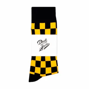 Dude. Your Team Socks. Checkered Socks (Black/Yellow)