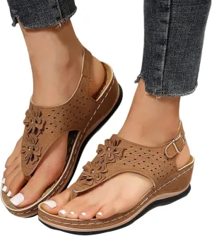 Eduavar Orthopedic Sandals for Women, Womens Sandals Comfy Flip Flops Sandal Anti-Slip Breathable Ankle Strap Sandals