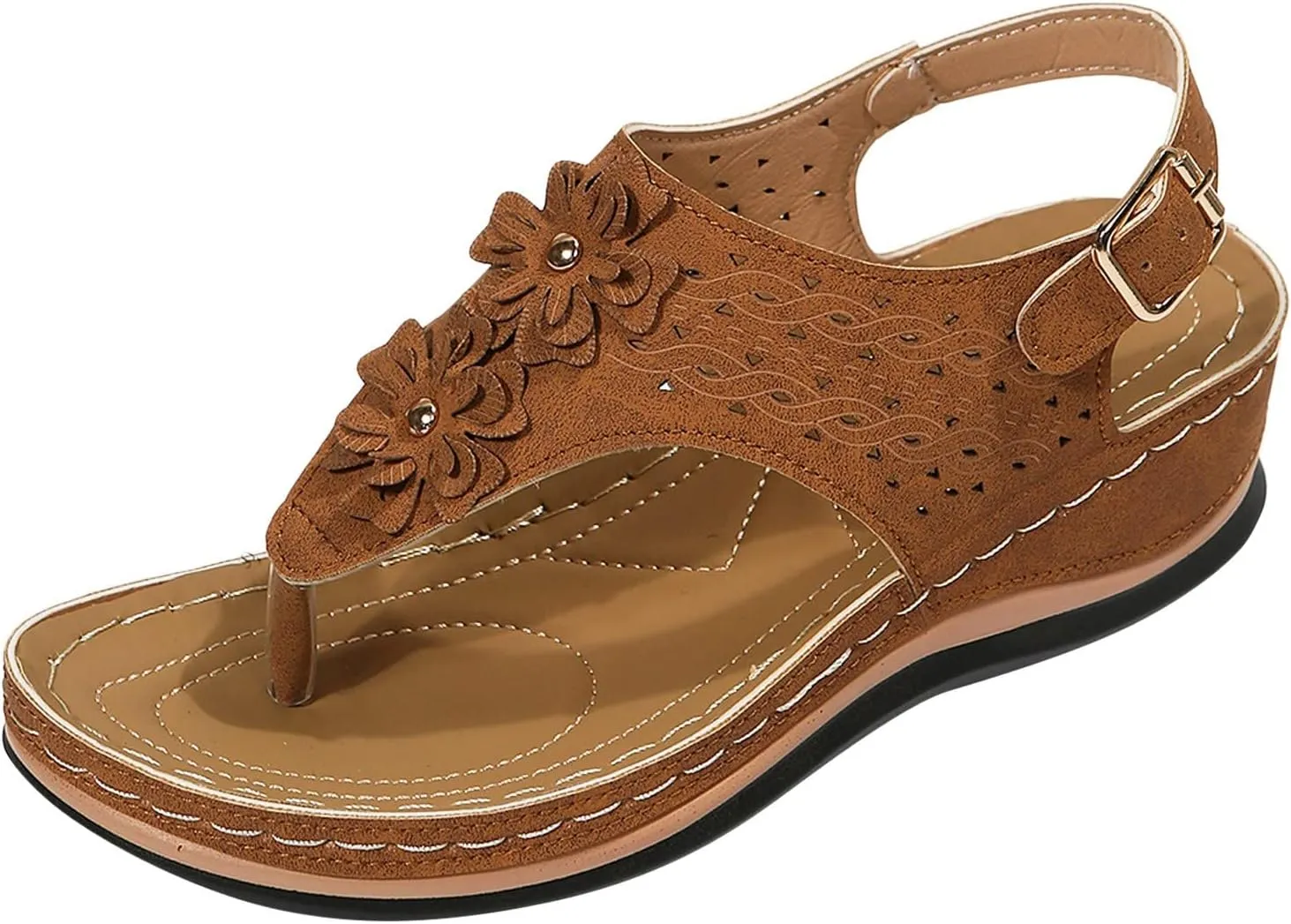 Eduavar Orthopedic Sandals for Women, Womens Sandals Comfy Flip Flops Sandal Anti-Slip Breathable Ankle Strap Sandals