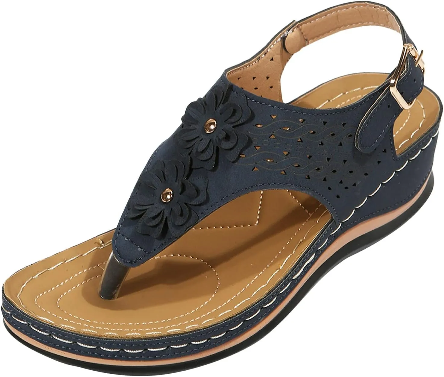 Eduavar Orthopedic Sandals for Women, Womens Sandals Comfy Flip Flops Sandal Anti-Slip Breathable Ankle Strap Sandals
