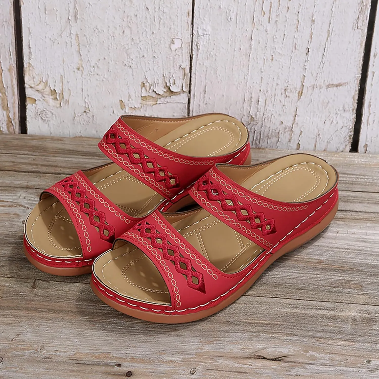 Eduavar Sandals for Women Casual Summer, Orthopedic Sandals for Women Comfortable Open Toe Sandals Casual Beach Slippers